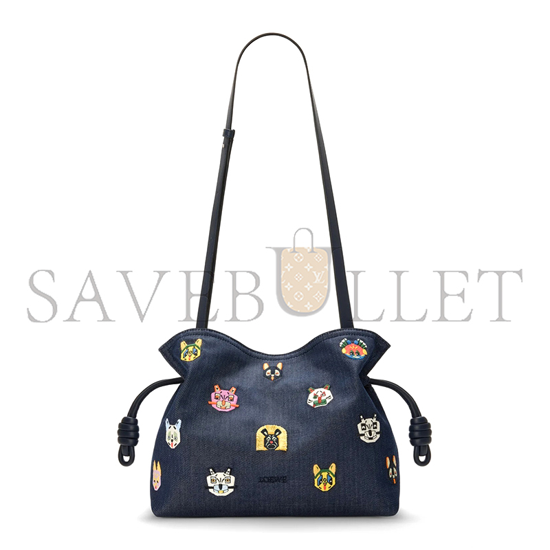 LOEWE CATS MEDIUM FLAMENCO CLUTCH IN DENIM A411FC1XDB (30*24.5*10.5cm)